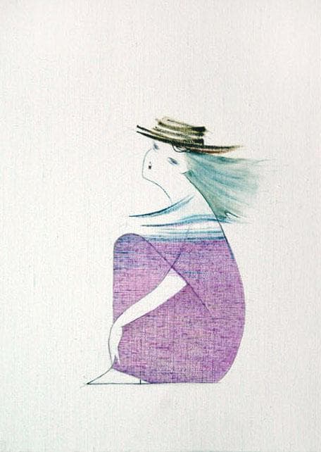 油絵 菅家令子 絵 絵画インテリア額付(青緑＋金色の枠) F4-080414女性