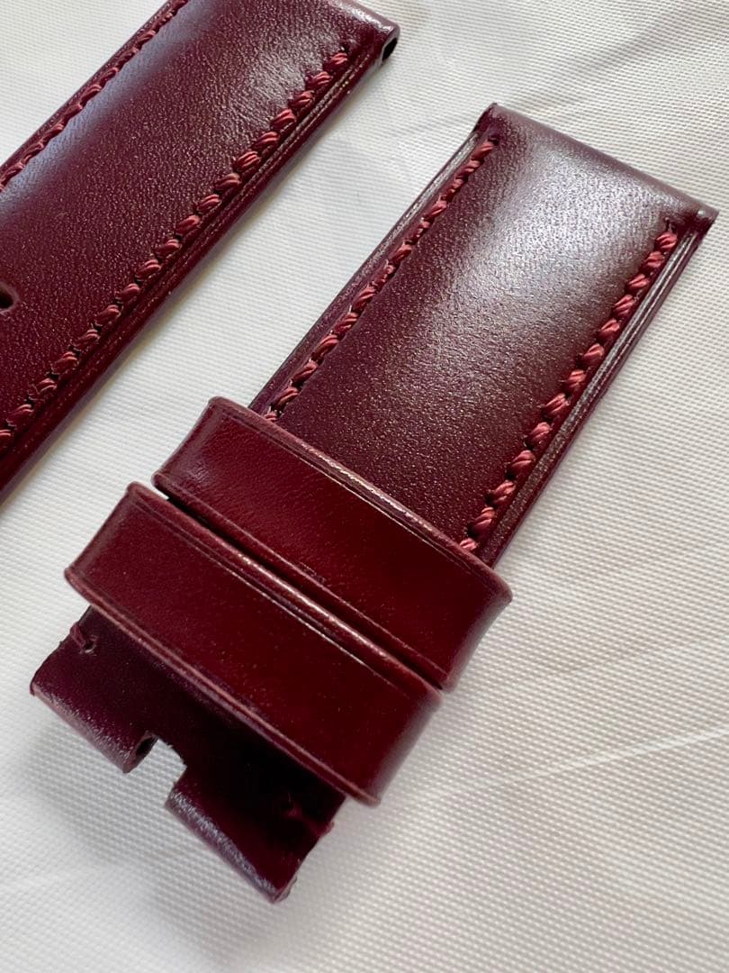 新品未使用 パネライ 純正カーフストラップ 26mm×26mm ストレート 茶