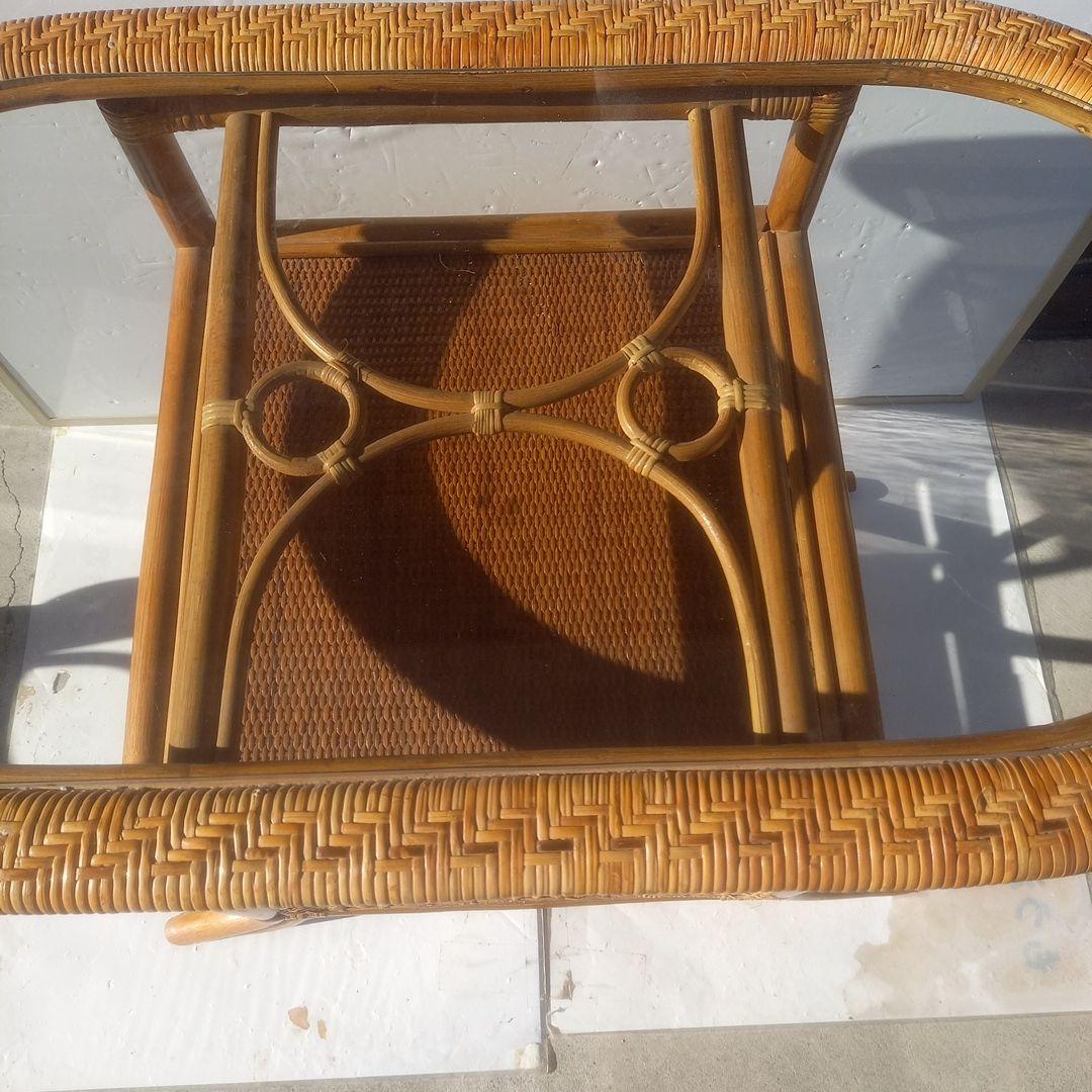 （籐）製アクセントテーブル チェア 2脚 ３点セット
