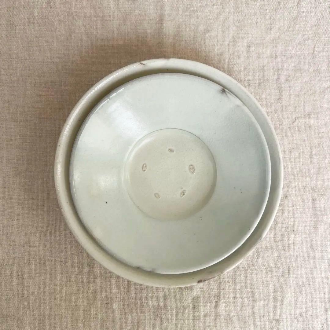 荒賀文成　粉引6寸つば皿　2枚セット