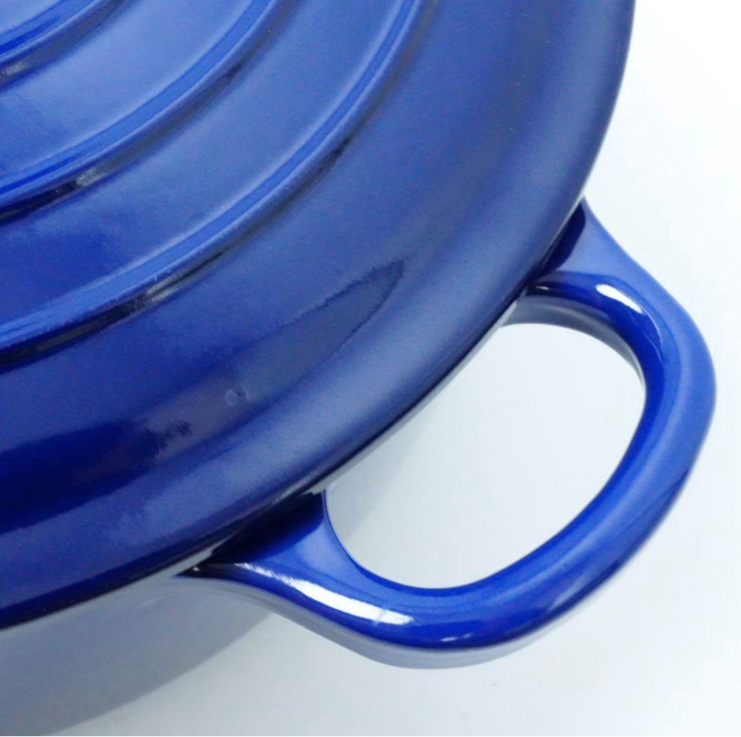 【美品】LE CREUSET　ココット ロンド インディゴブルー　24cm