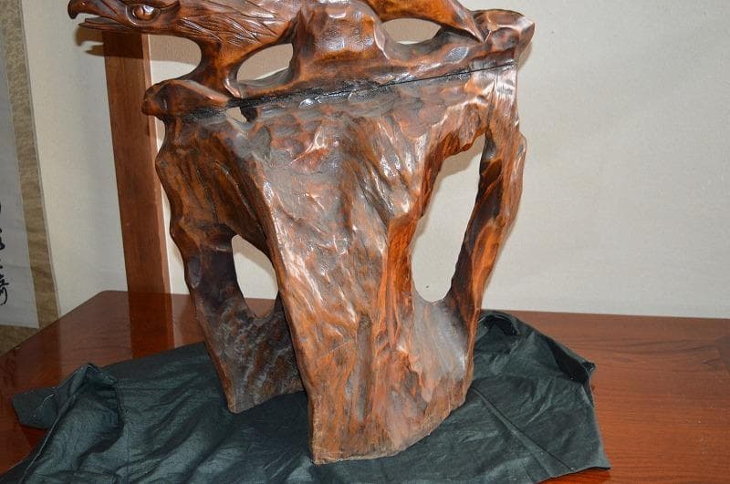 大型木彫り　大きな鷲　木調　彫刻　骨董　古民具