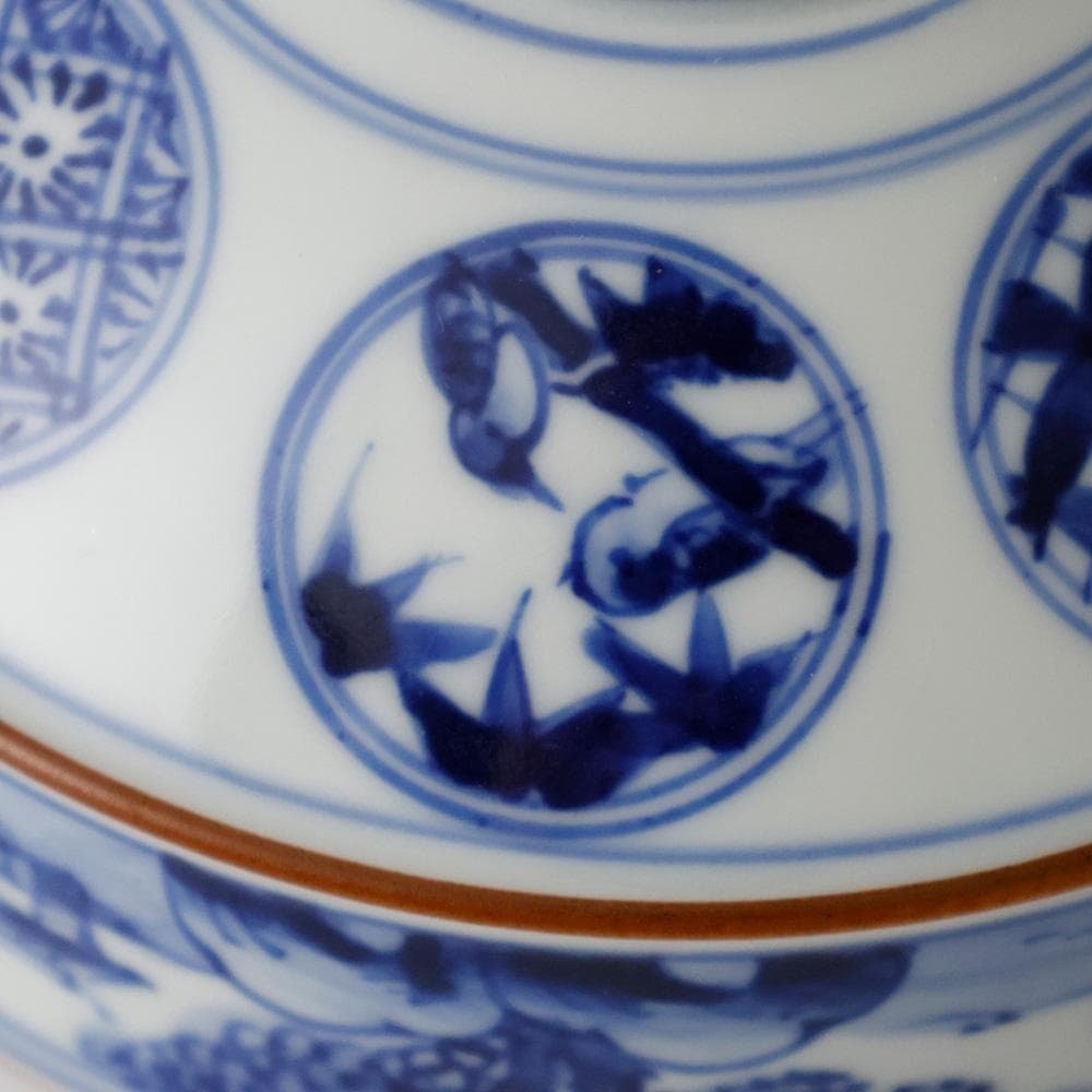 京焼 平安景雲 手塚景雲 染付丸文山水 平茶碗 共箱 黄布 茶道具 本物保証