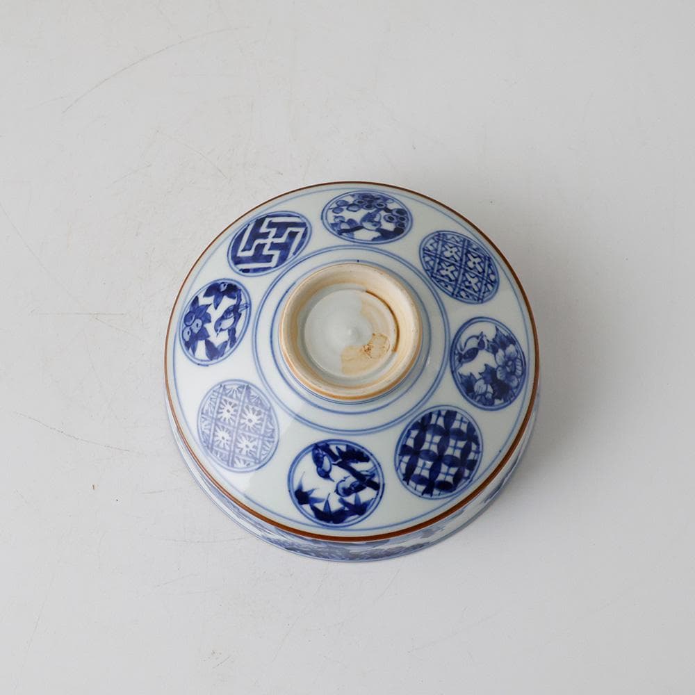 京焼 平安景雲 手塚景雲 染付丸文山水 平茶碗 共箱 黄布 茶道具 本物保証