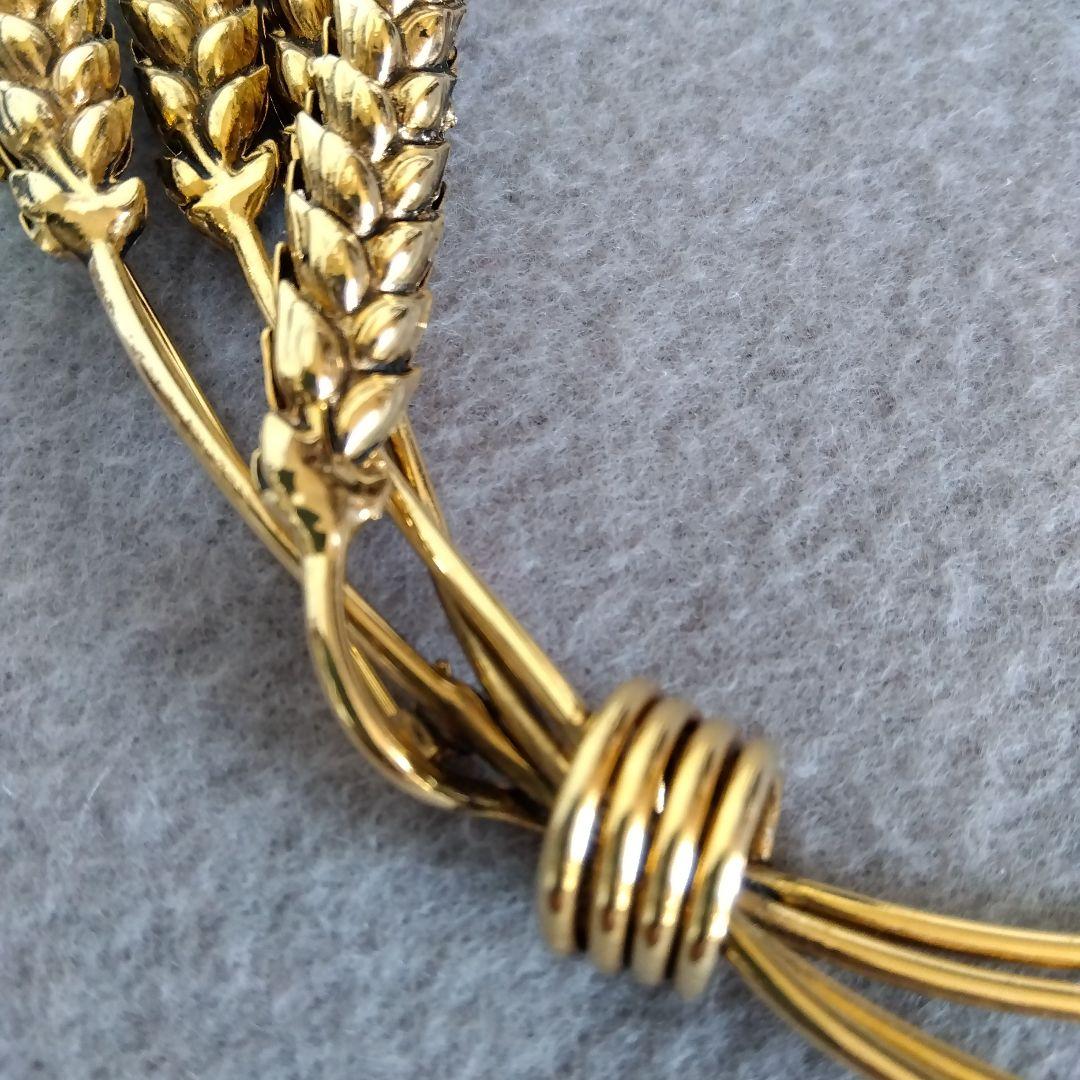 【未使用】KENZO　小麦の穂 ４本のブローチ ゴールド