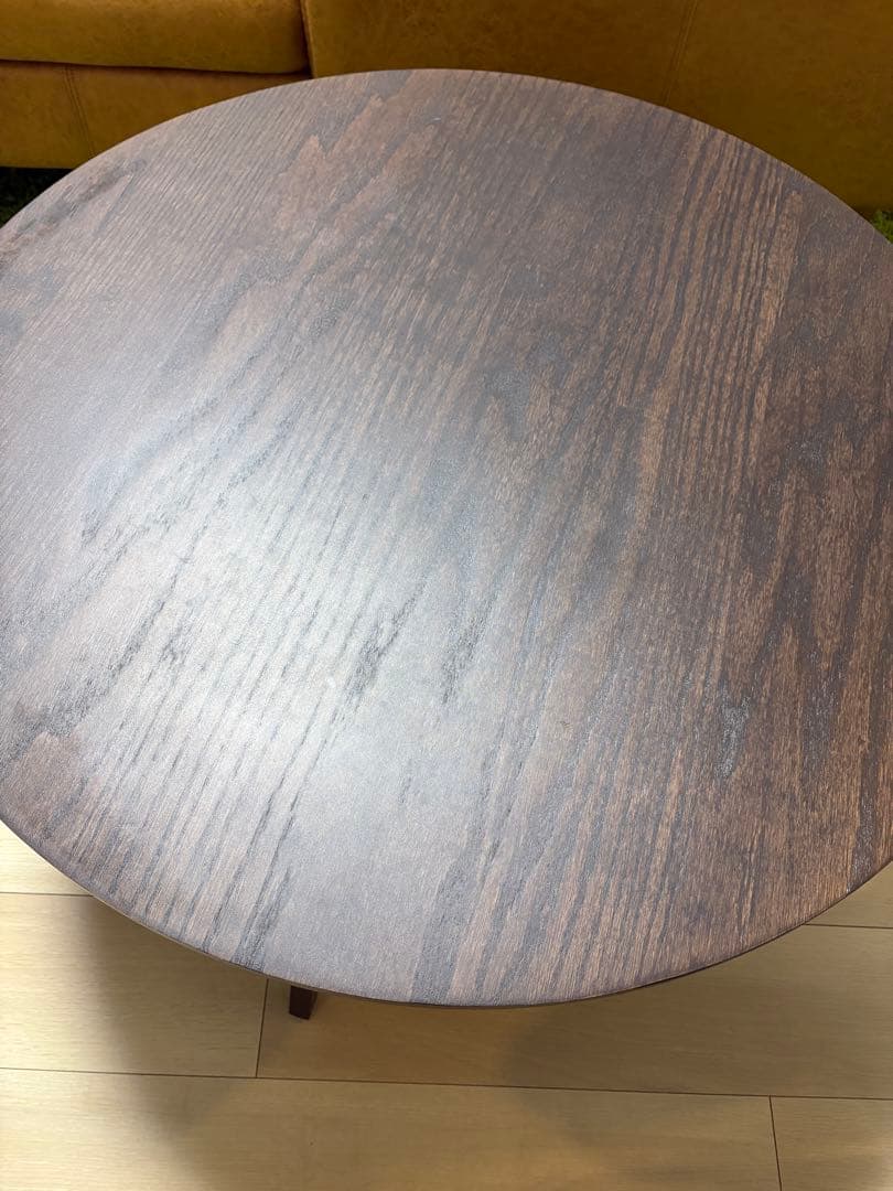 ダークブラウン円形センターテーブル
