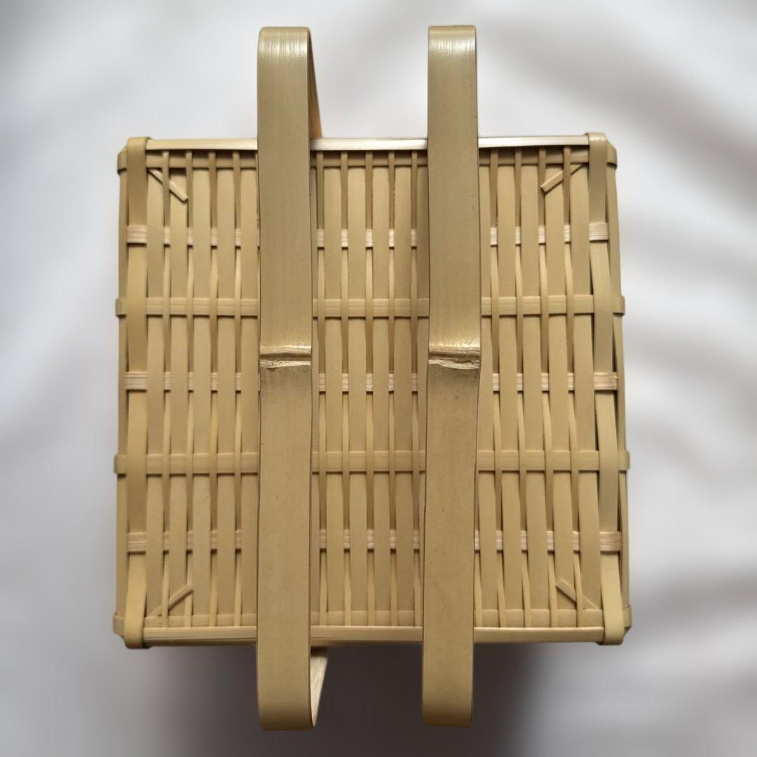 松田由紀 角物 蓋付き 竹かご 竹籠　バスケット