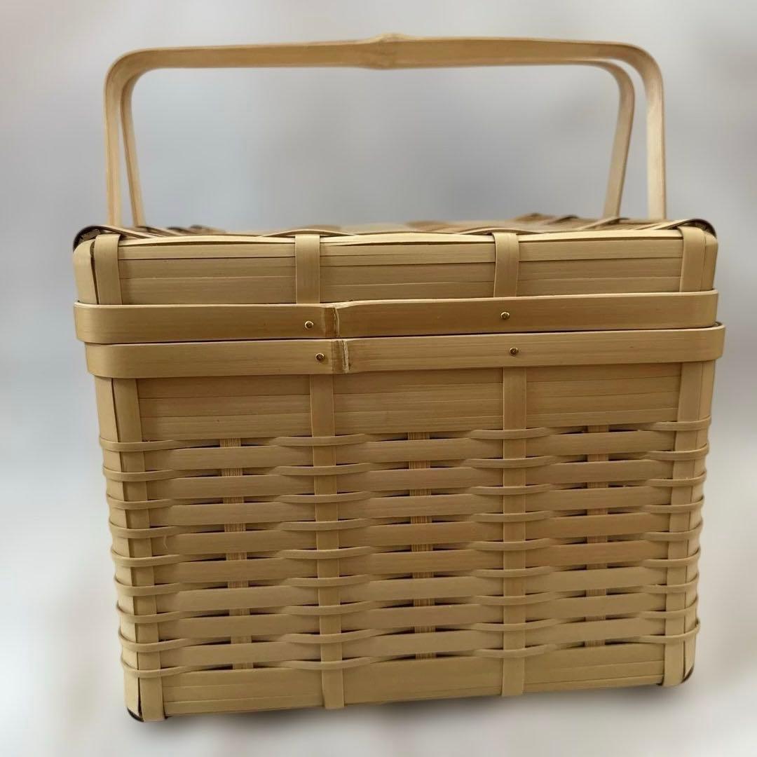 松田由紀 角物 蓋付き 竹かご 竹籠　バスケット