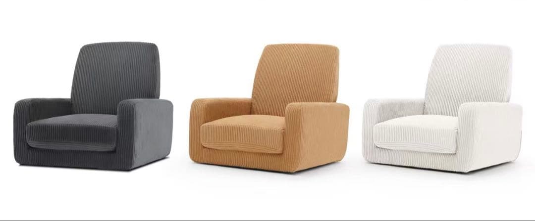 一人掛けソファ 座椅子　コーデュロイ　チャコールグレー　脚なし　1人用ソファ