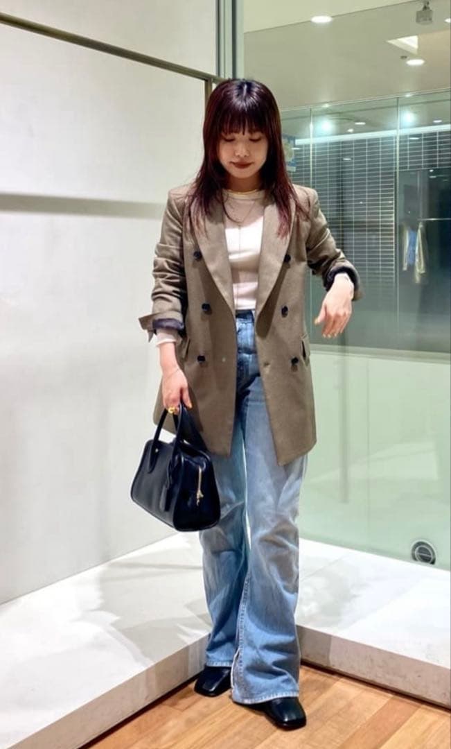 sale★ウィムガゼット★TRダブルジャケット　チェック柄　ブラウン