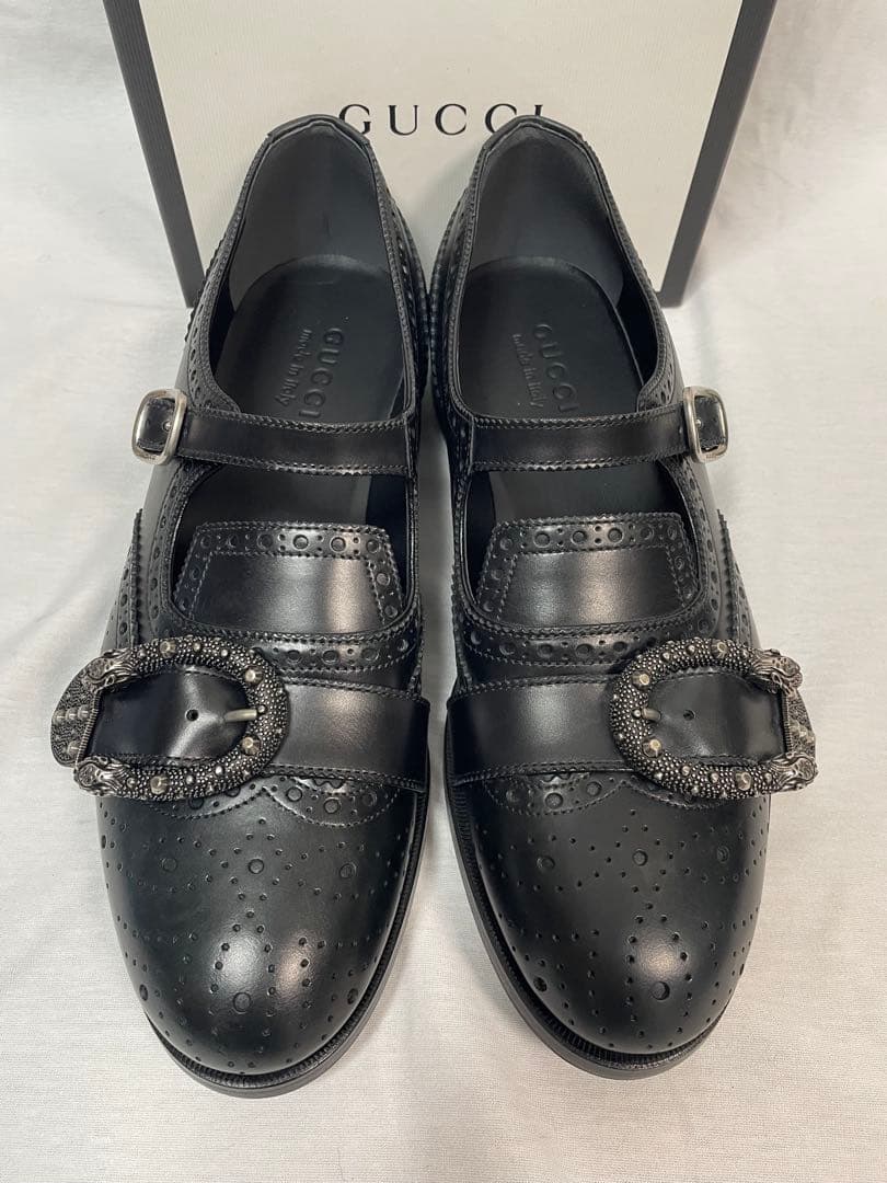 2D111 GUCCI ケルコア ブローグモンクシューズ 26.5cm