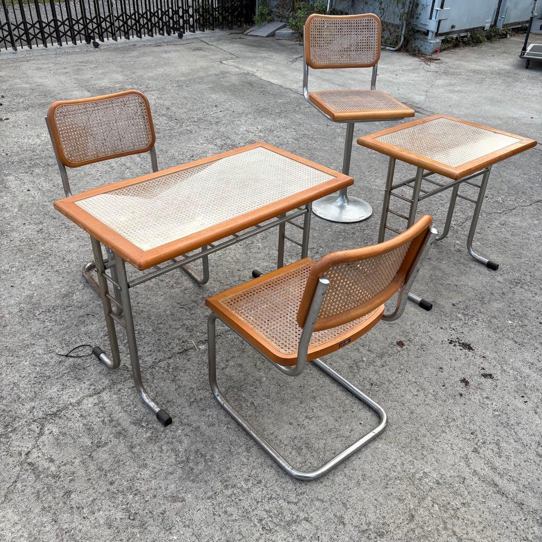 北欧レトロオリバー メタルフレーム ラタンカウンターテーブル 木製サイドテーブル