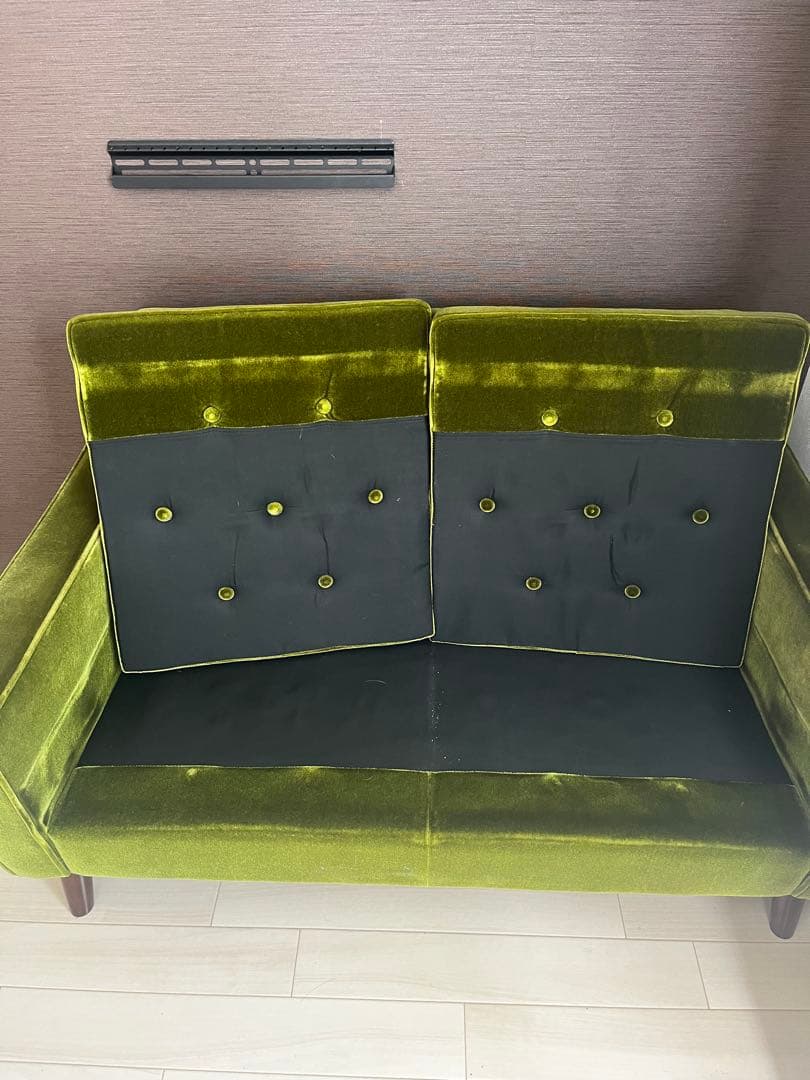 カリモク60 モケットグリーン ロビーチェア 2シーター ソファ