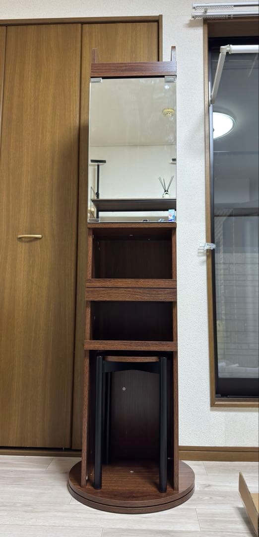 【組立済み】スツール・ドレッサー付きスタンドミラー