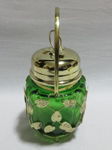 TERADA WAREガラスキャンディーポットオルゴール付昭和平成レトロ未使用品