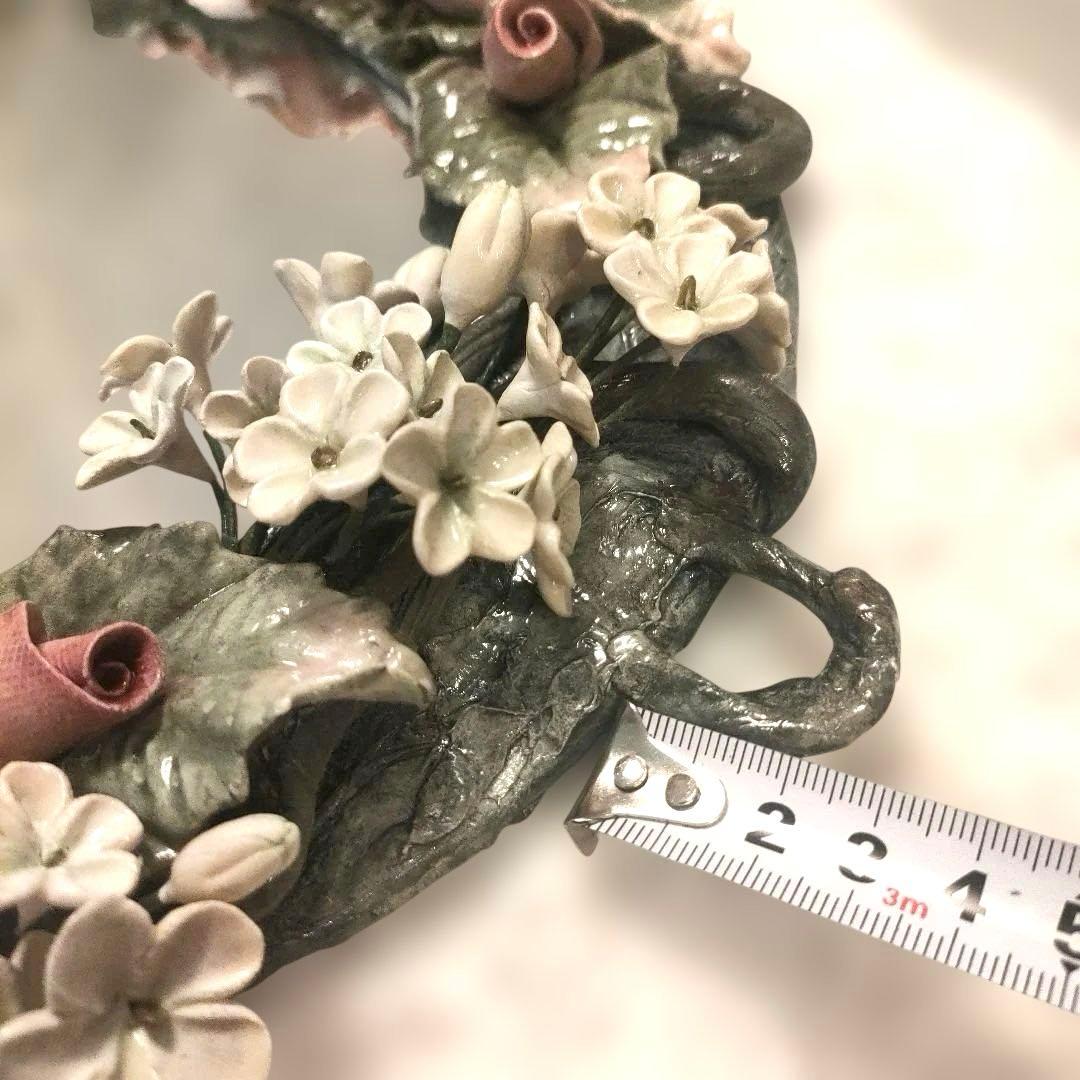 花　フラワー装飾　オーバル 壁掛け鏡 立体 ウォールミラー アンティーク調