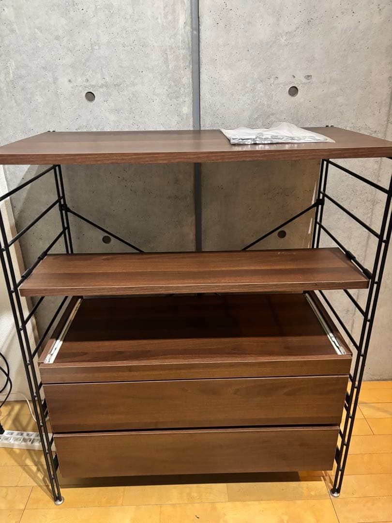 【レンジ・炊飯器収納】収納ラック 木製2段引き出し付き