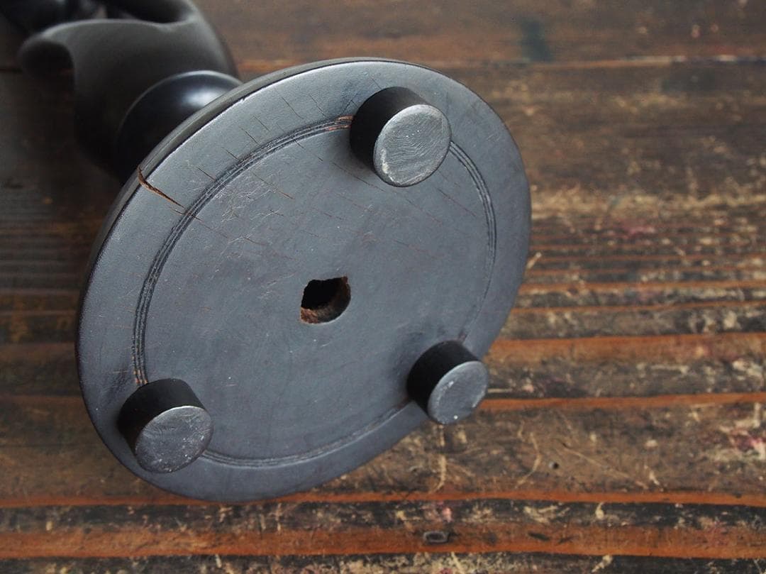 木彫刻 バーリーツイスト キャンドルホルダー 燭台 英国チューダー様式/K270