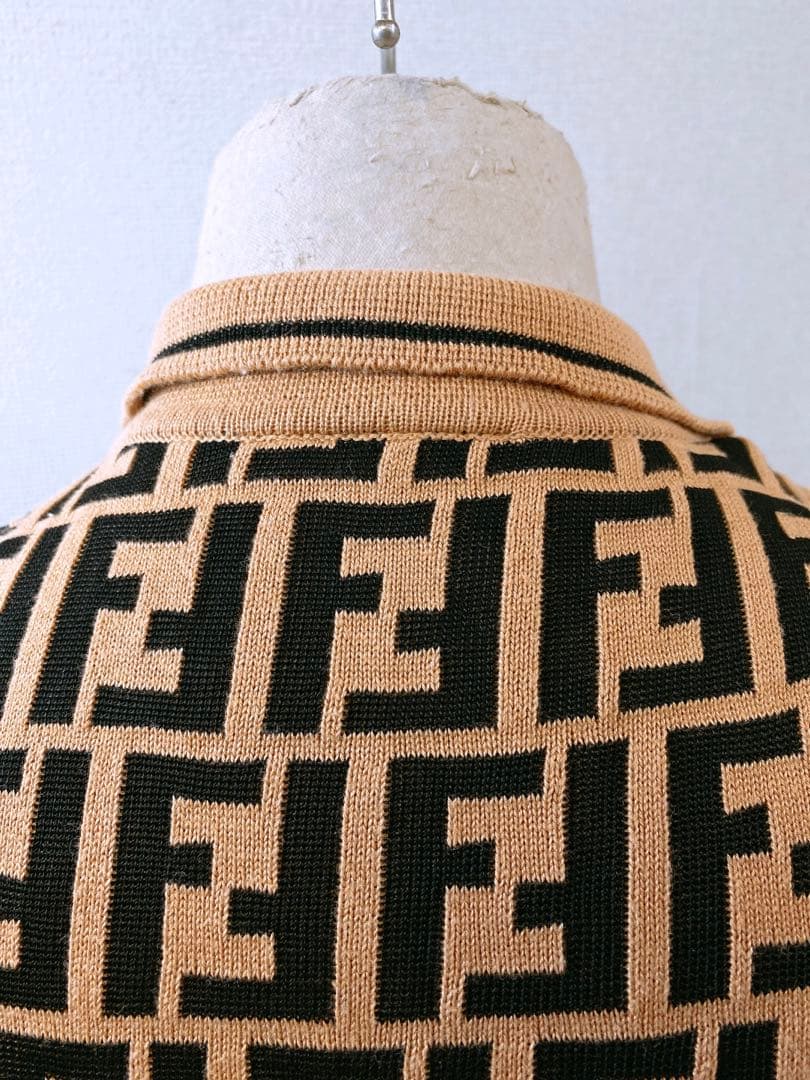 FENDI フェンディ ズッカ柄 ニット 半袖 ポロシャツ レディースITALY