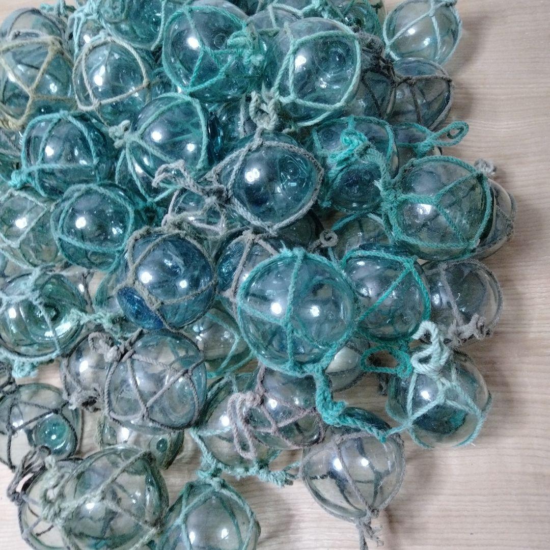 ガラス浮き球　浮き玉　９４個セット　網紐付き