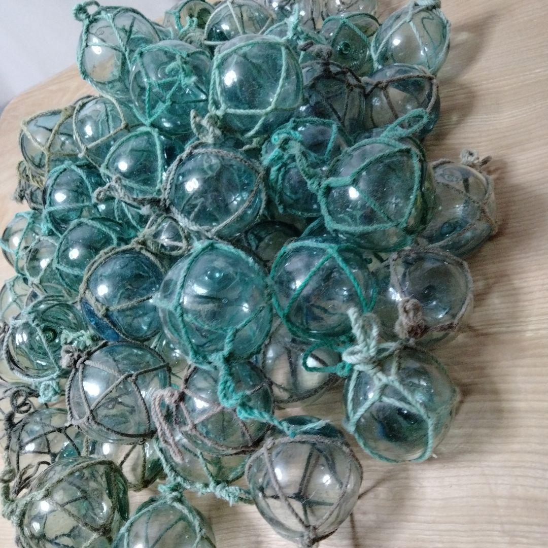 ガラス浮き球　浮き玉　９４個セット　網紐付き