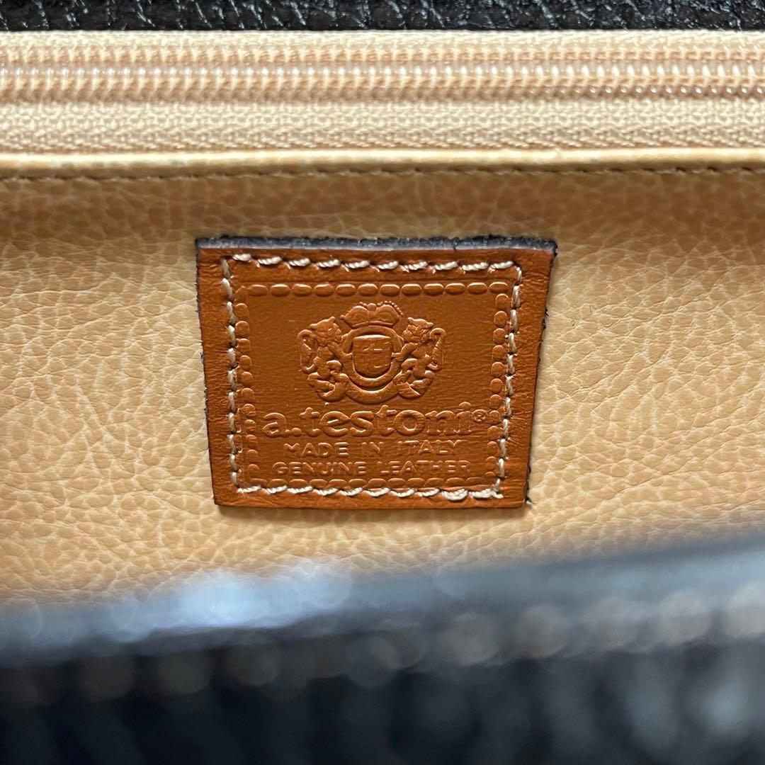 一度短時間使用のみ美品✨a.TESTONI フォーマル2wayバック　レザー　黒