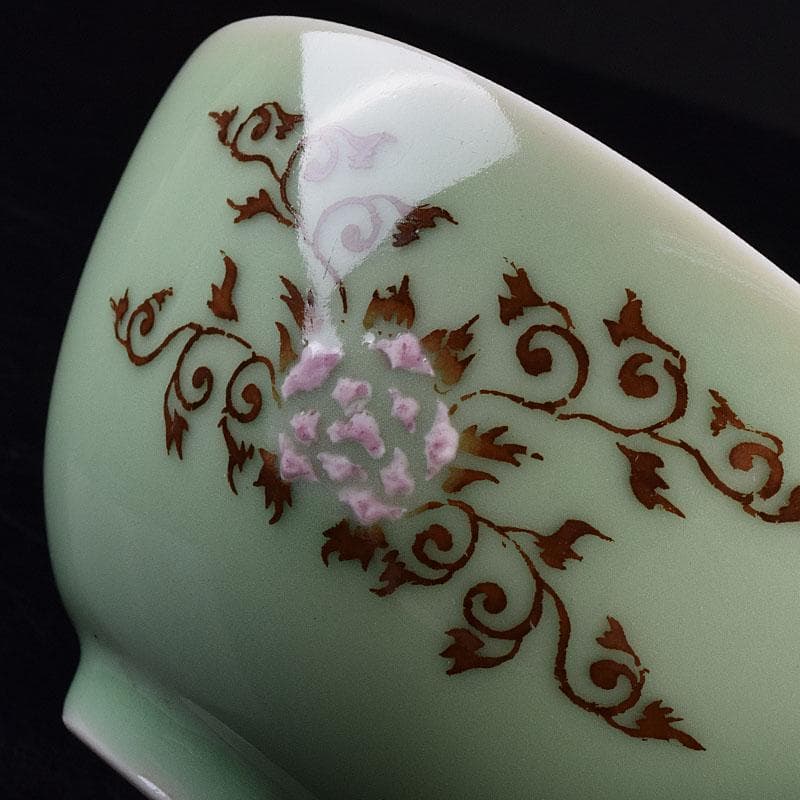 瀬戸焼　陶玉園　加藤五助製　染付　漢詩花文　鉢　合わせ箱　M　R9444