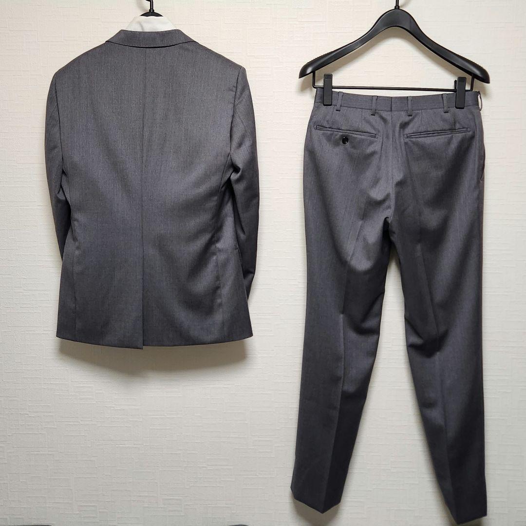 グローバルスタイル　メンズ　スーツ　スリーピース　エストラート生地　グレー　無地