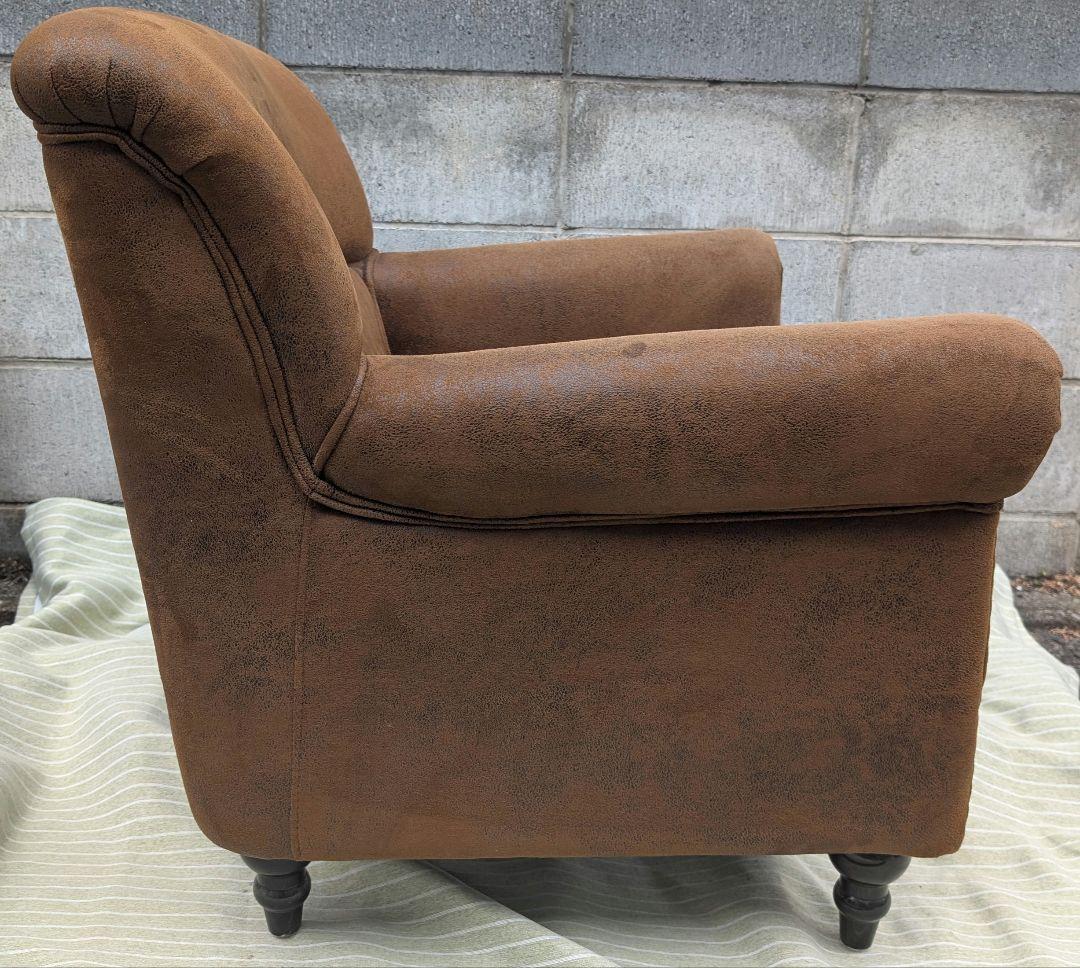 VINCENT ヴィンテージレザー調ファブリックコンパクトシングルソファ