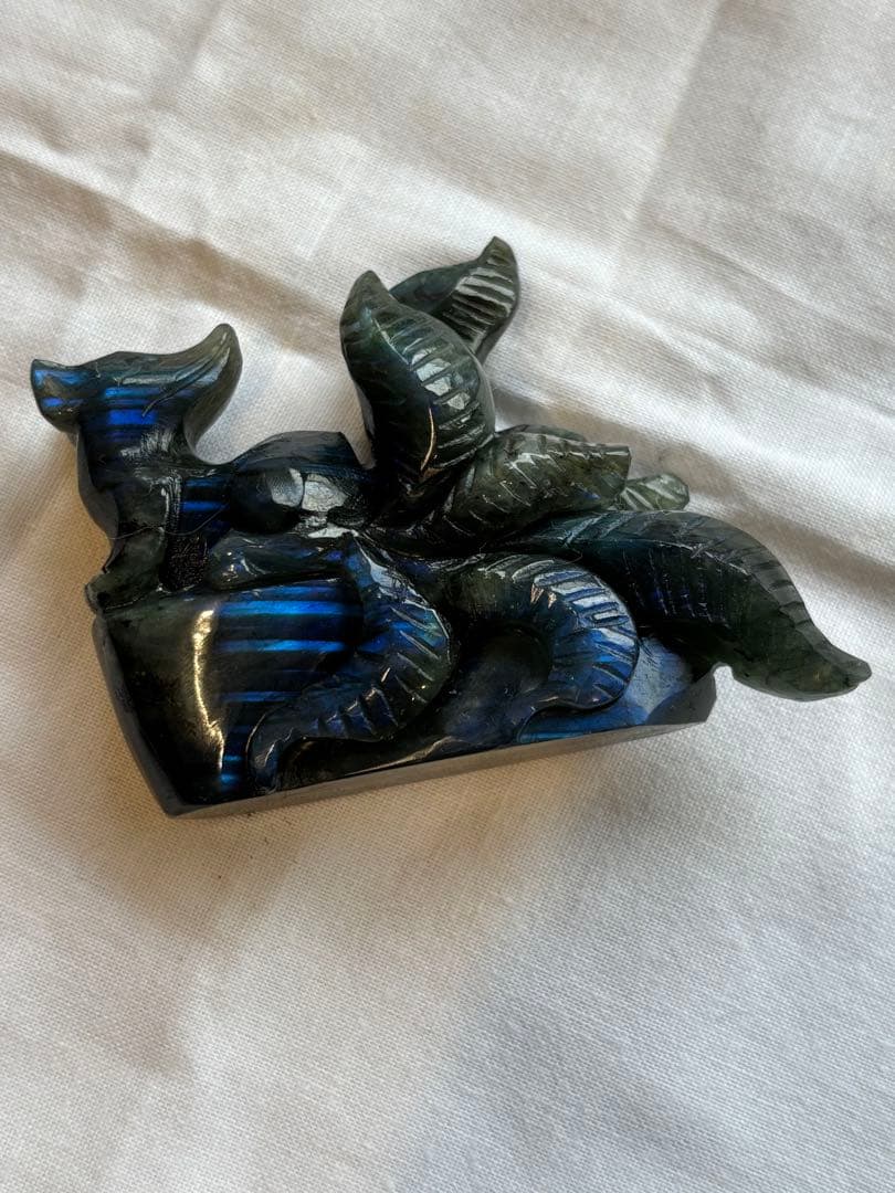 天然石ラブラドライト 九尾 妖精キツネ