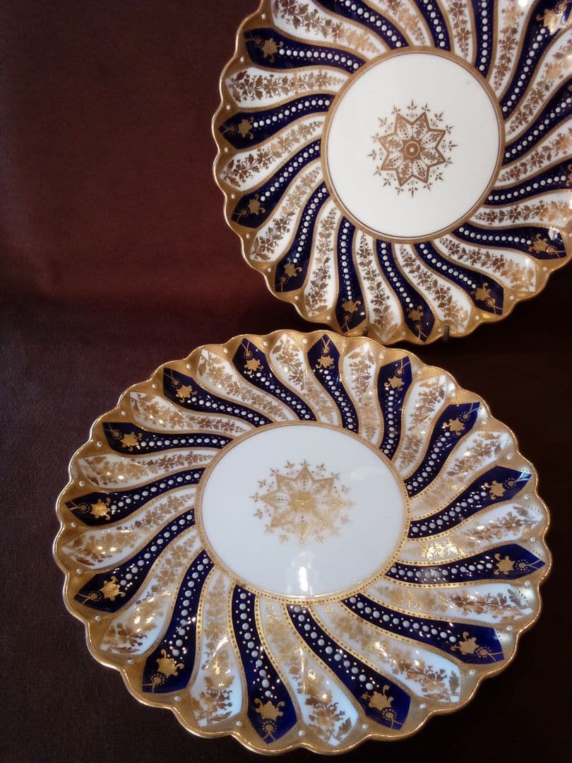 イギリス スポ—ド キャビネットプレ—ト ２枚 ( ペア ) 1887年