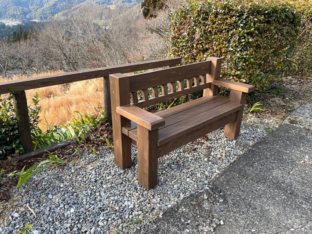 【職人手づくり】国産杉 背もたれ付きガーデンベンチ｜屋外 屋内 椅子 ベンチ