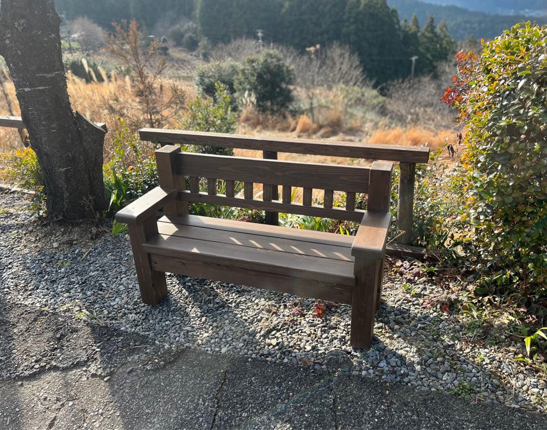 【職人手づくり】国産杉 背もたれ付きガーデンベンチ｜屋外 屋内 椅子 ベンチ