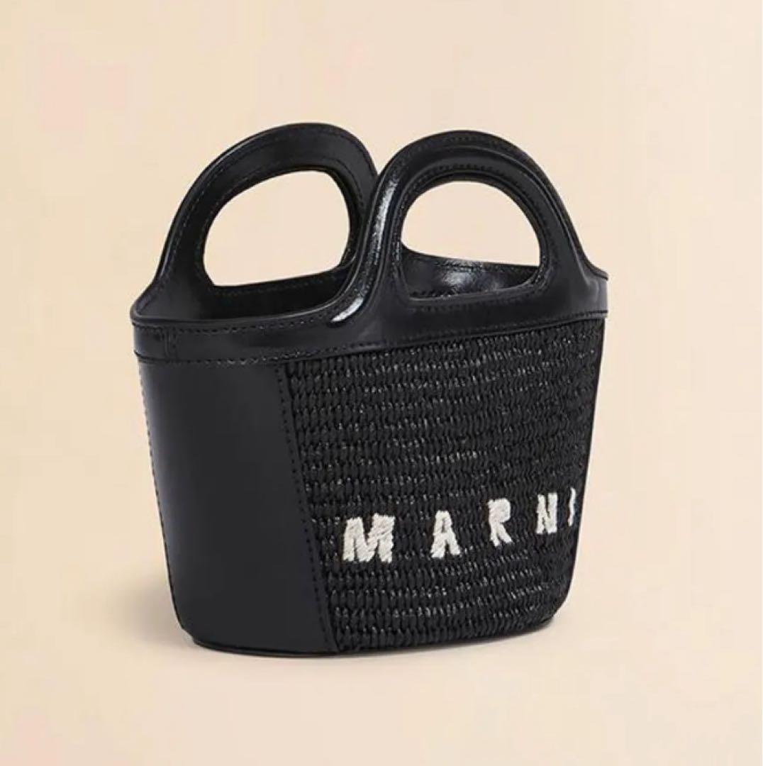 【新品 未使用】ＭＡＲＮＩマルニ トロピカリア ラフィア　ブラック00N99