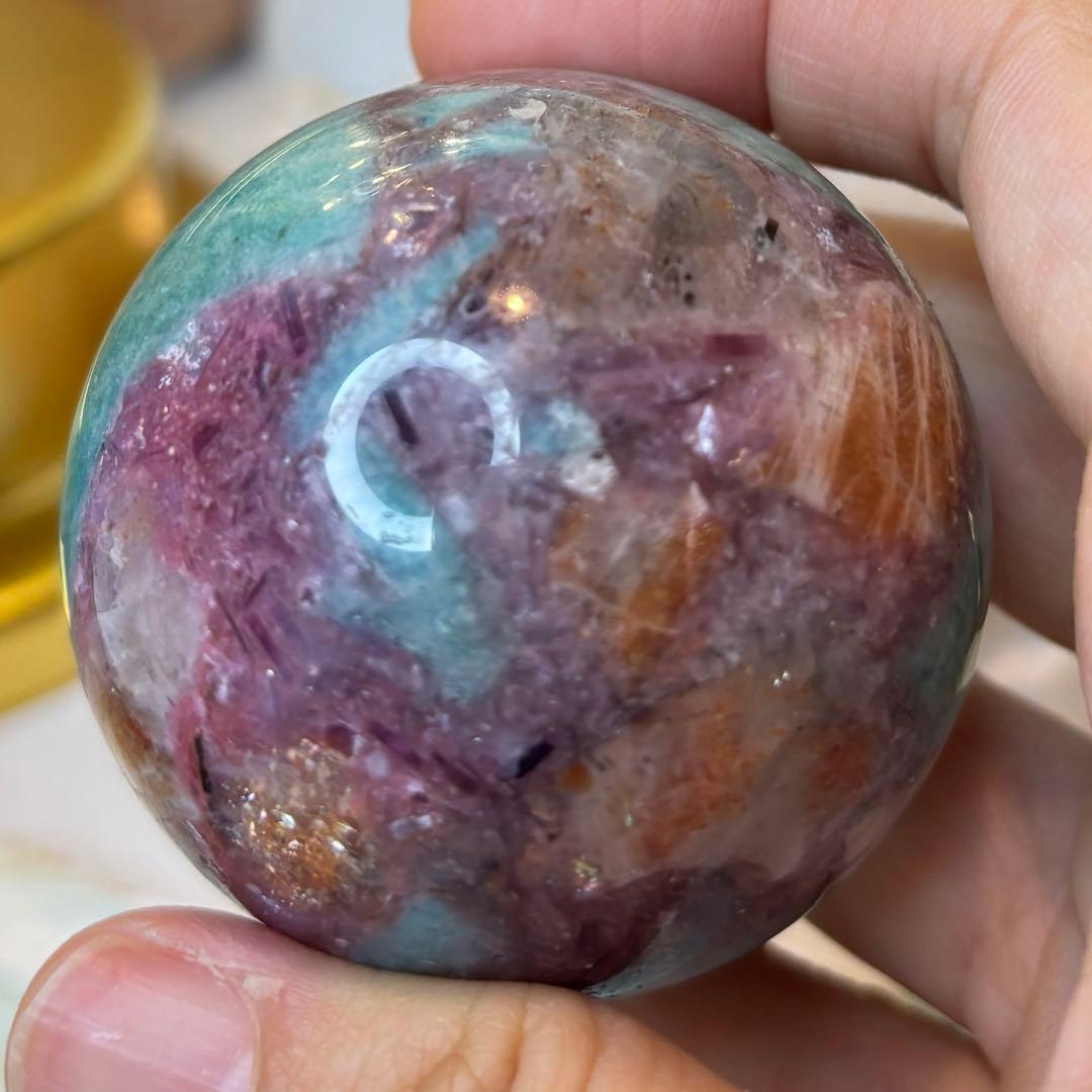 共生　スフィア　サンストーン　レピドライト　ブラックトルマリン　アマゾナイト