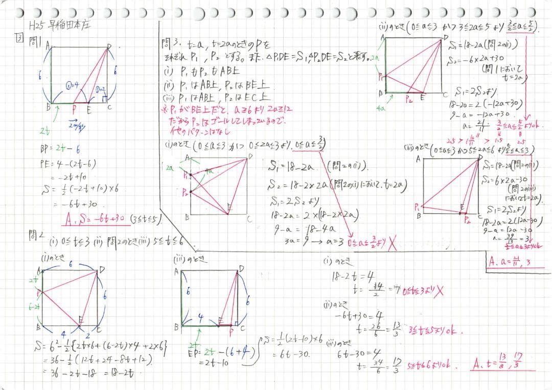 今だけ割引 塾講師オリジナル数学解説 早大本庄 高校入試 過去問 2013-24