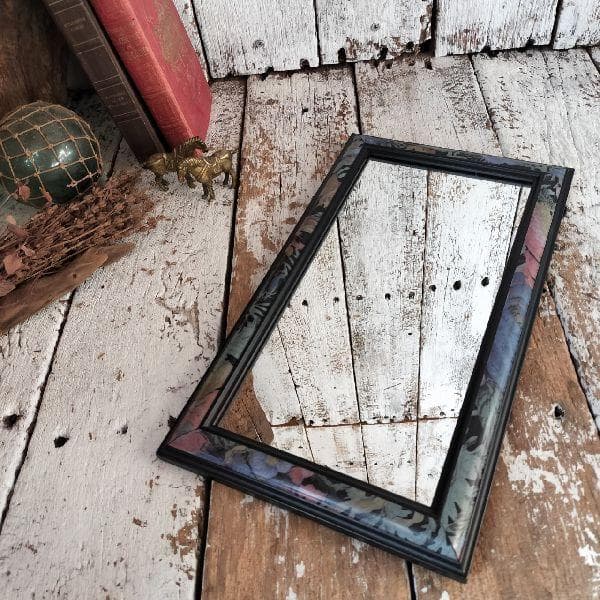 イタリア 80-90s ヴィンテージ フラワーパターンフレーム ウォールミラー