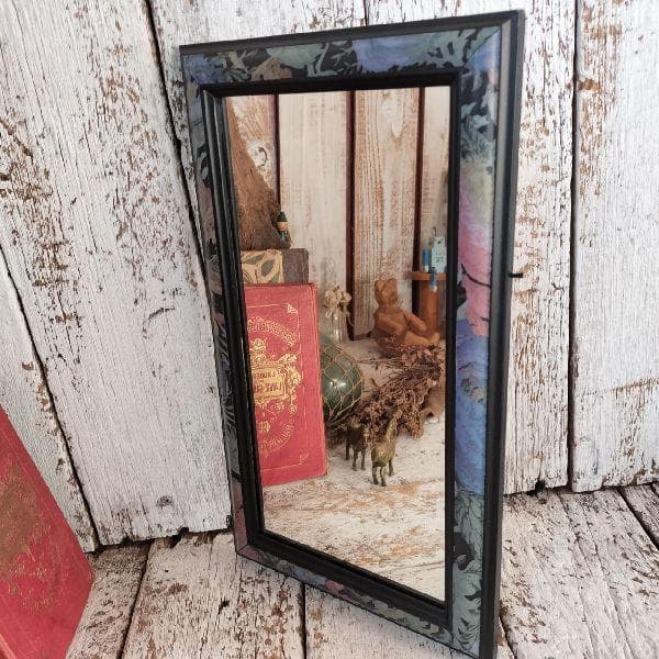 イタリア 80-90s ヴィンテージ フラワーパターンフレーム ウォールミラー