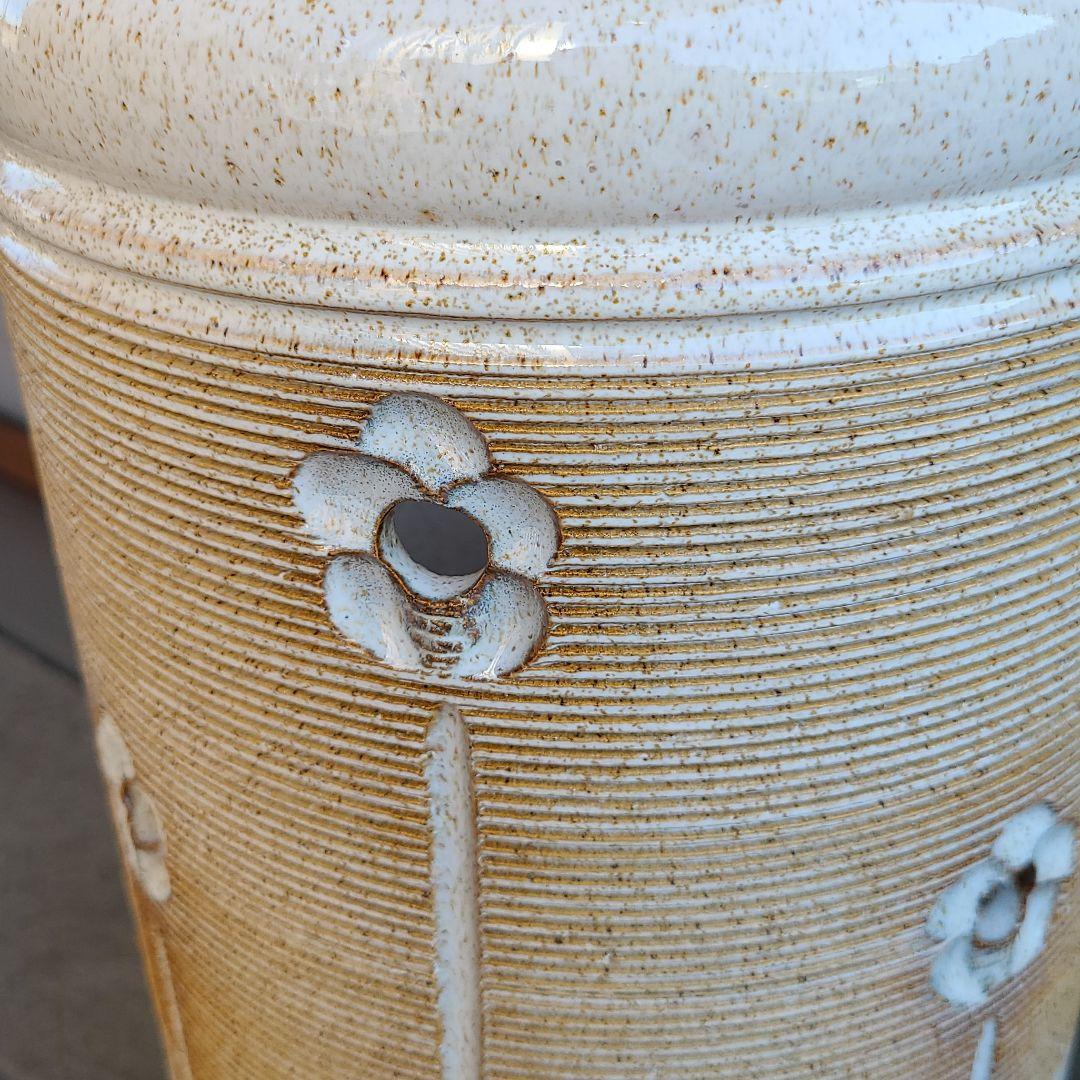 信楽焼 スリム 傘立て 花紋  高さ４７cm