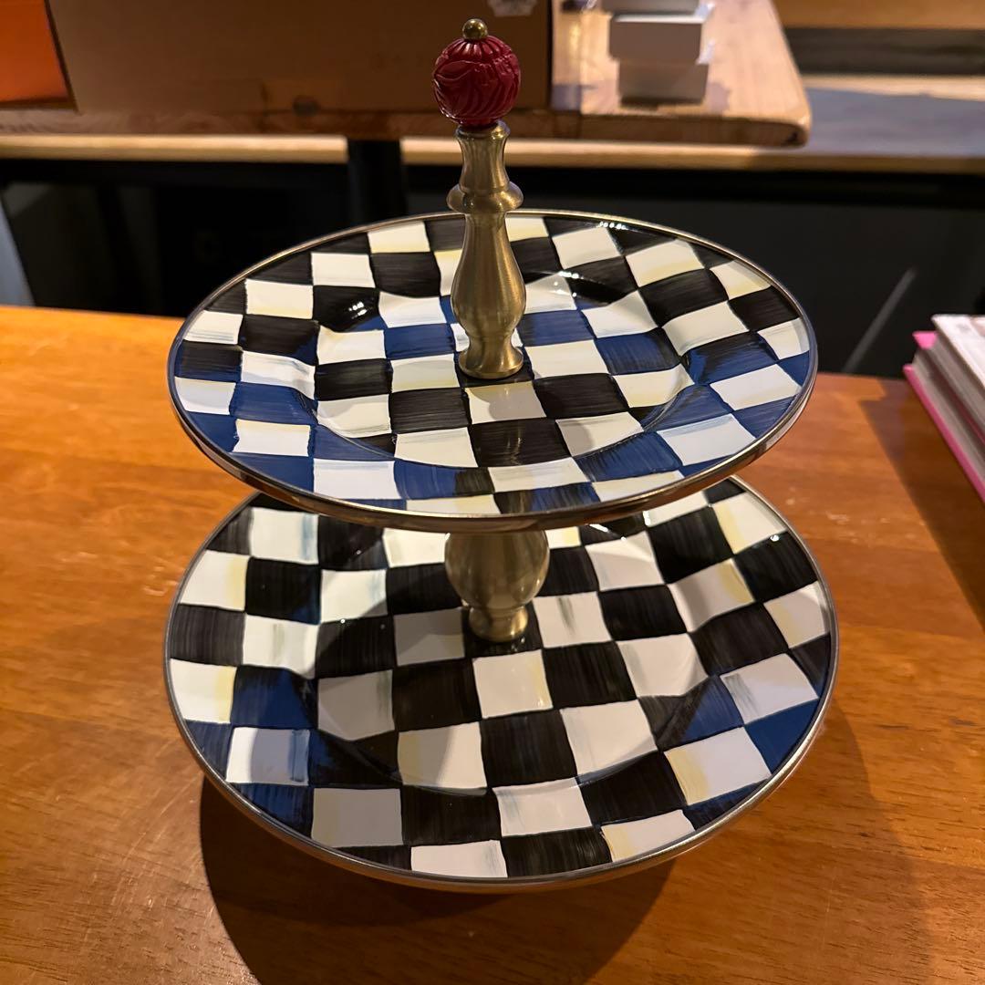 MacKenzie-Childsコートリーチェック柄2段式サービングスタンド