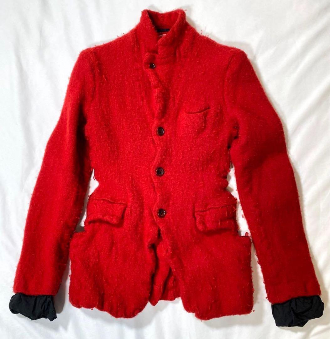 コムデギャルソンオムプリュス　22AWノマド期　変形縮絨セットアップ　レッドXS