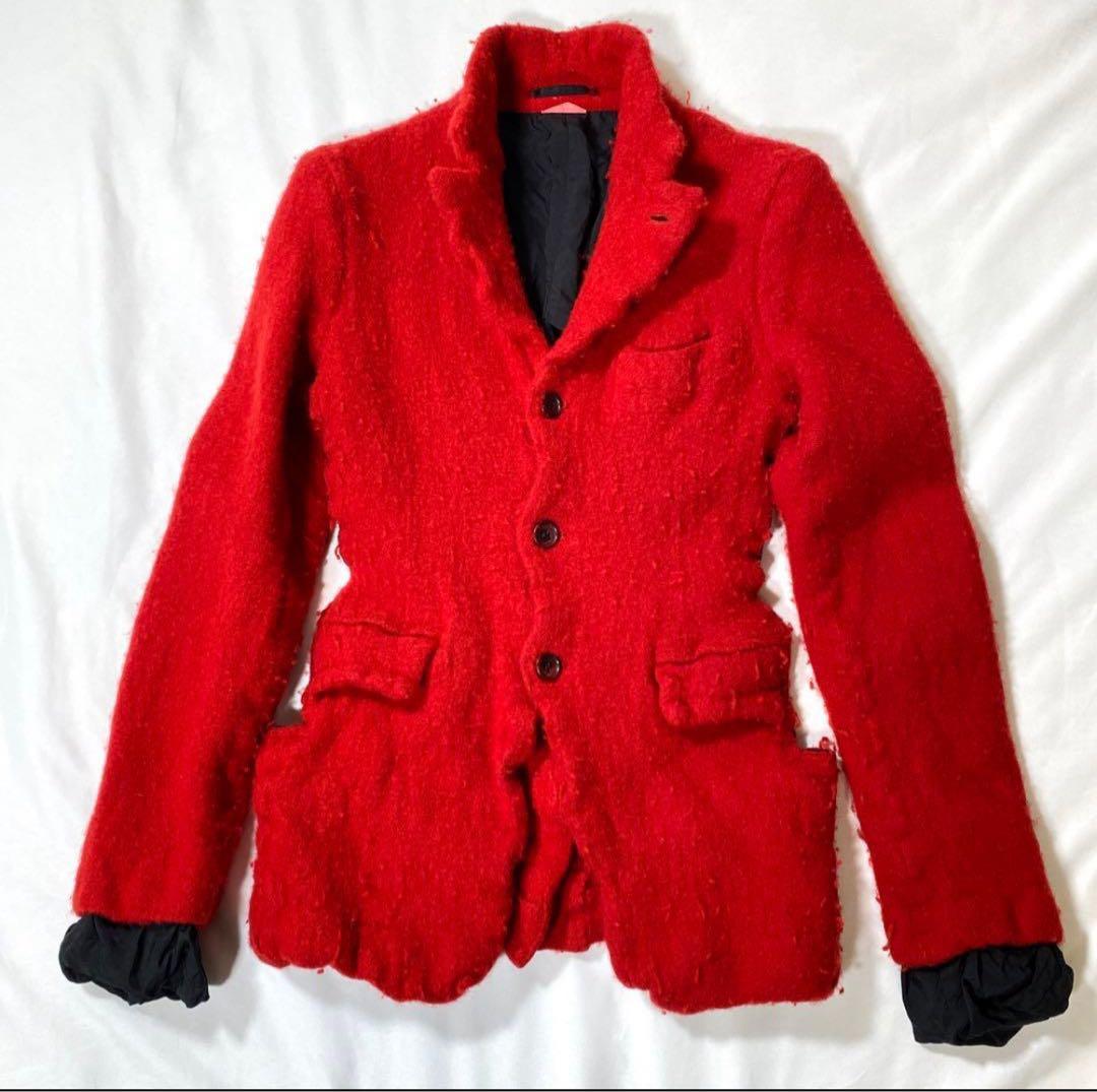 コムデギャルソンオムプリュス　22AWノマド期　変形縮絨セットアップ　レッドXS