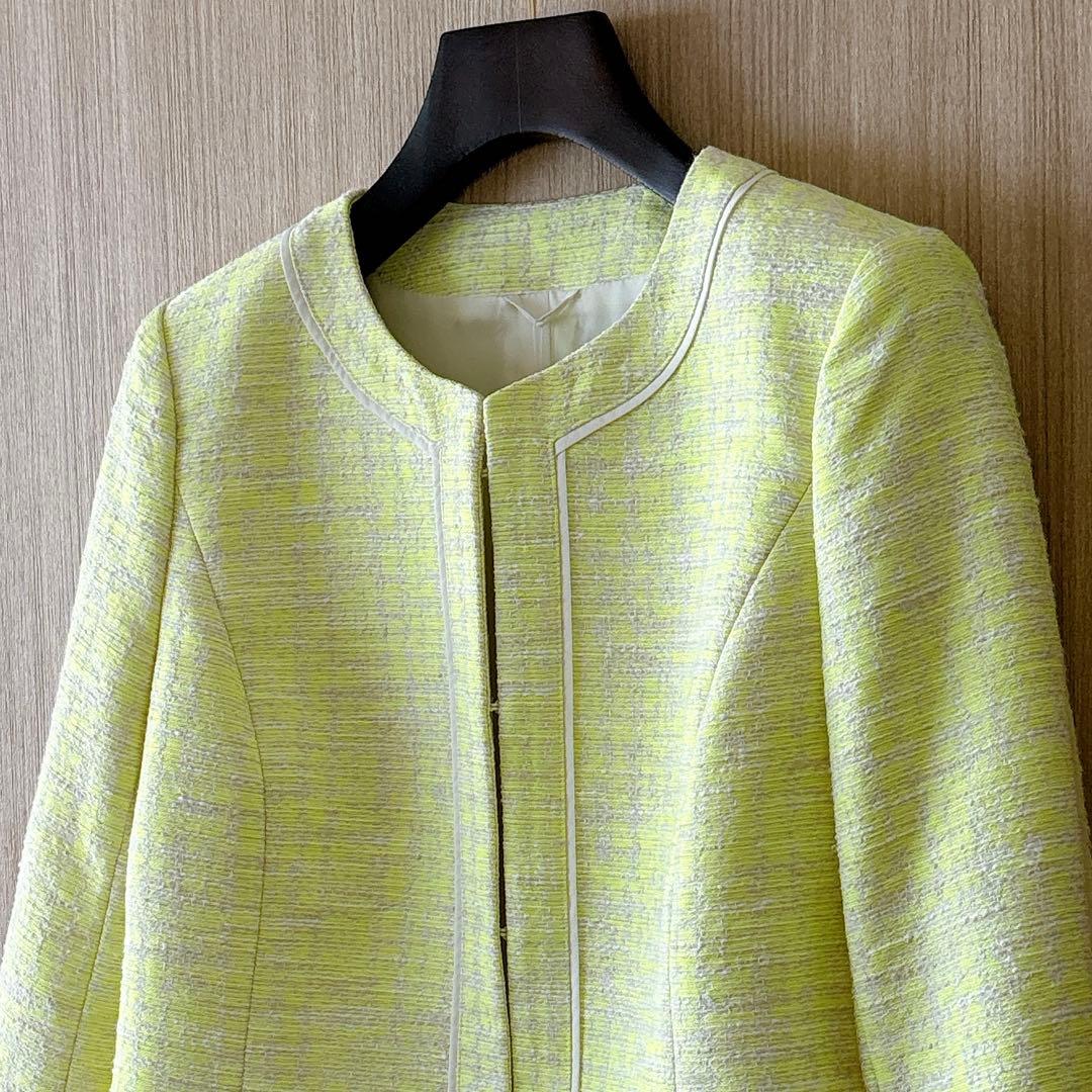 【1036】新品　アナイ　シャネルツイード　ツィードクルージャケット　36 黄色