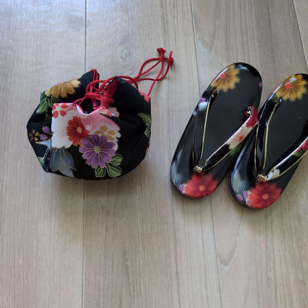 七五三用 花柄衣装 子供用 草履付き