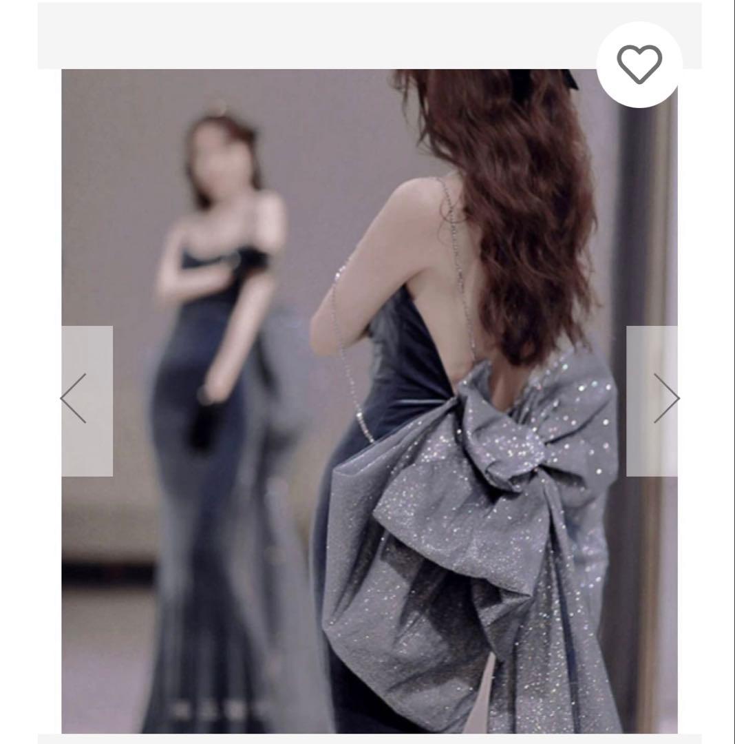 ネイビー　ドレス　結婚式2次会　前撮り