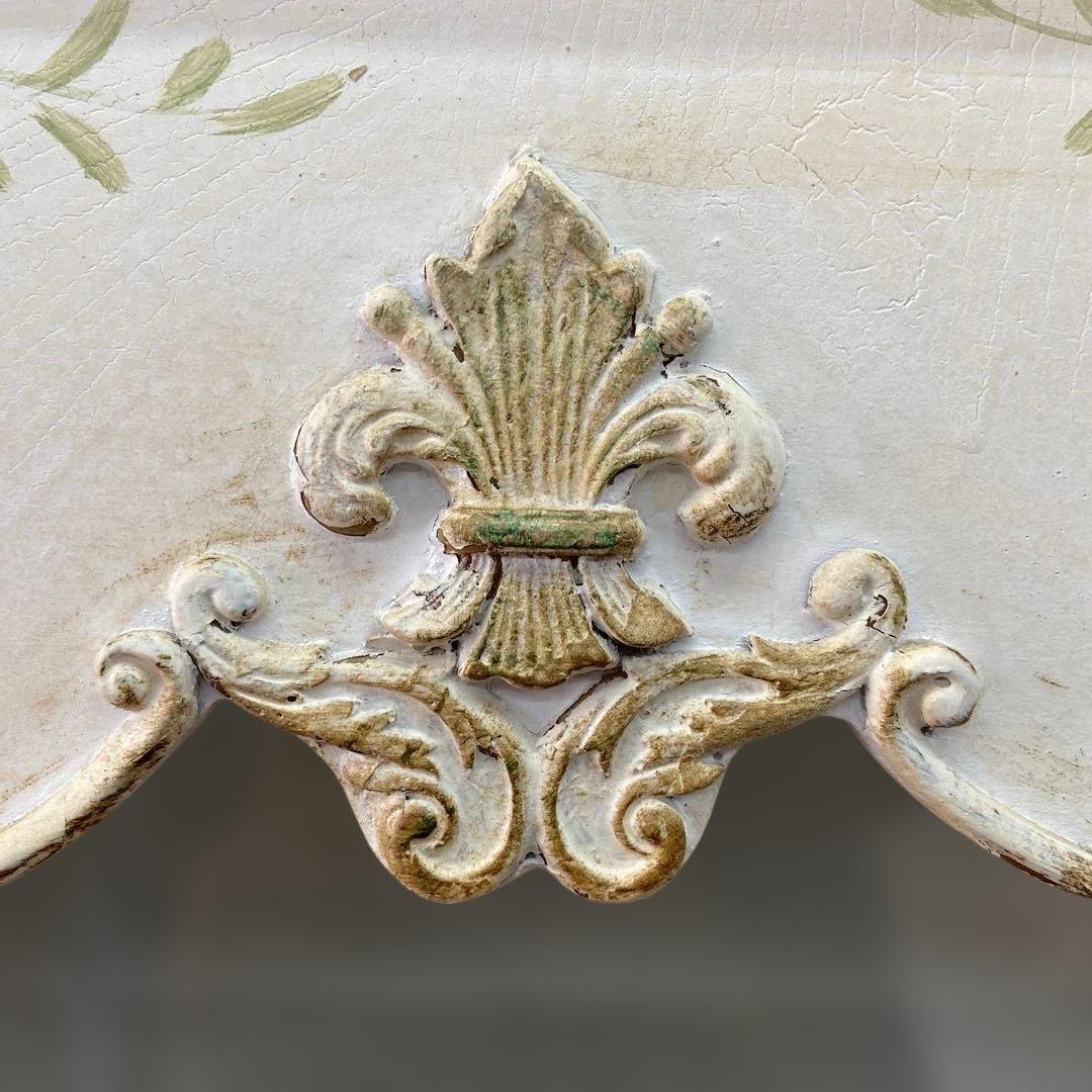 CC Lam　アンティーク　ロココ調　トールペイント　猫脚ガラスキャビネッ