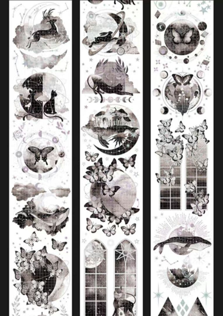 切売 202★ 海外 マスキングテープ マステ PET 動物 猫 鯨 銀ホロ