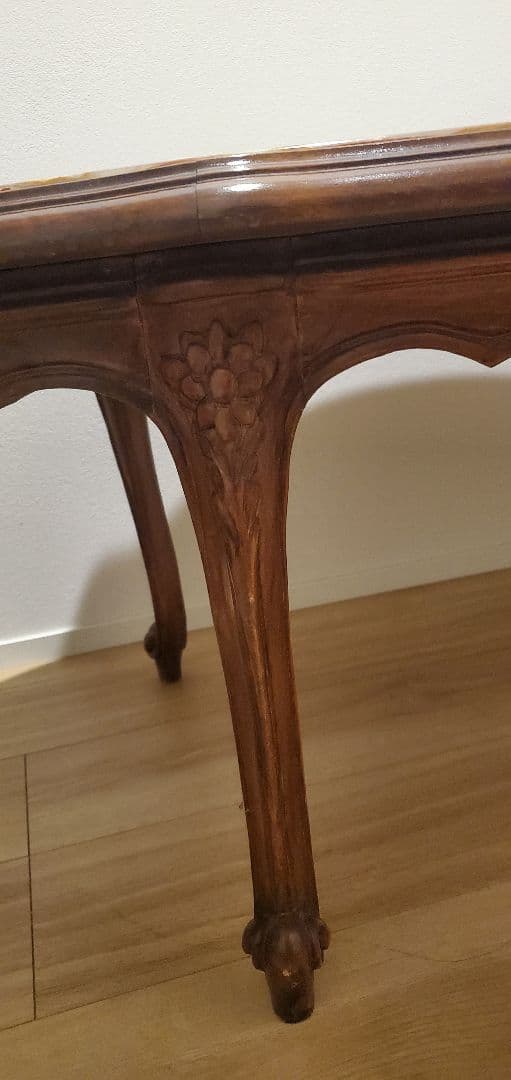 ​【イタリア製】天然石グリーンオニキス センターテーブル 猫脚 大理石