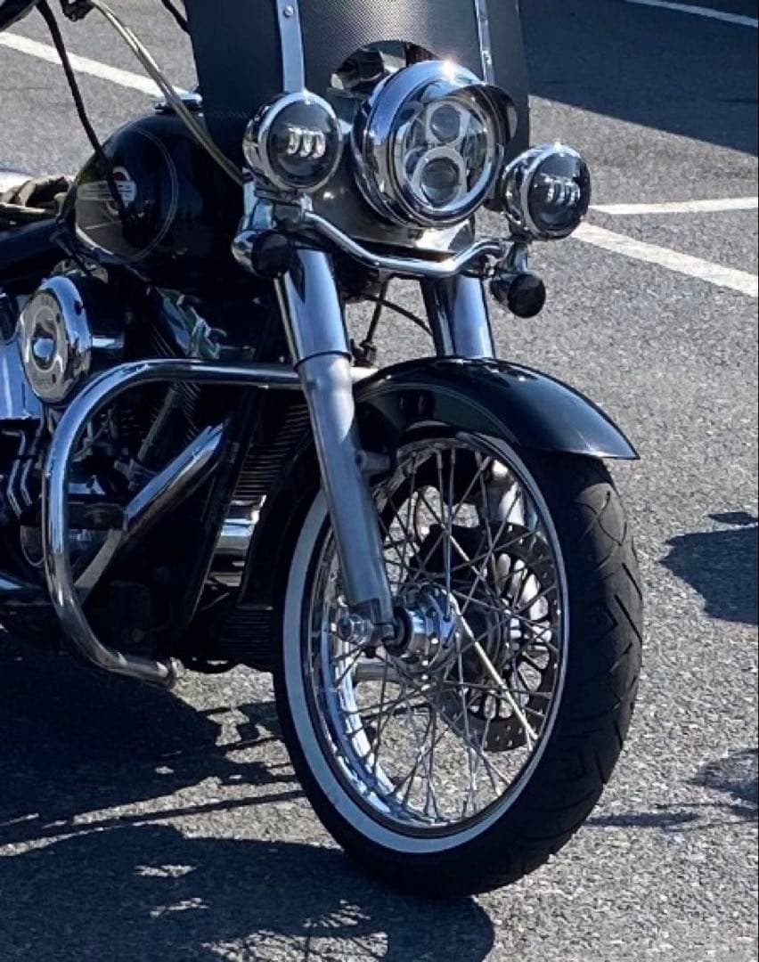 ハーレーダビッドソン ホワイトウォール スポークホイール　ワイドハブ　19インチ