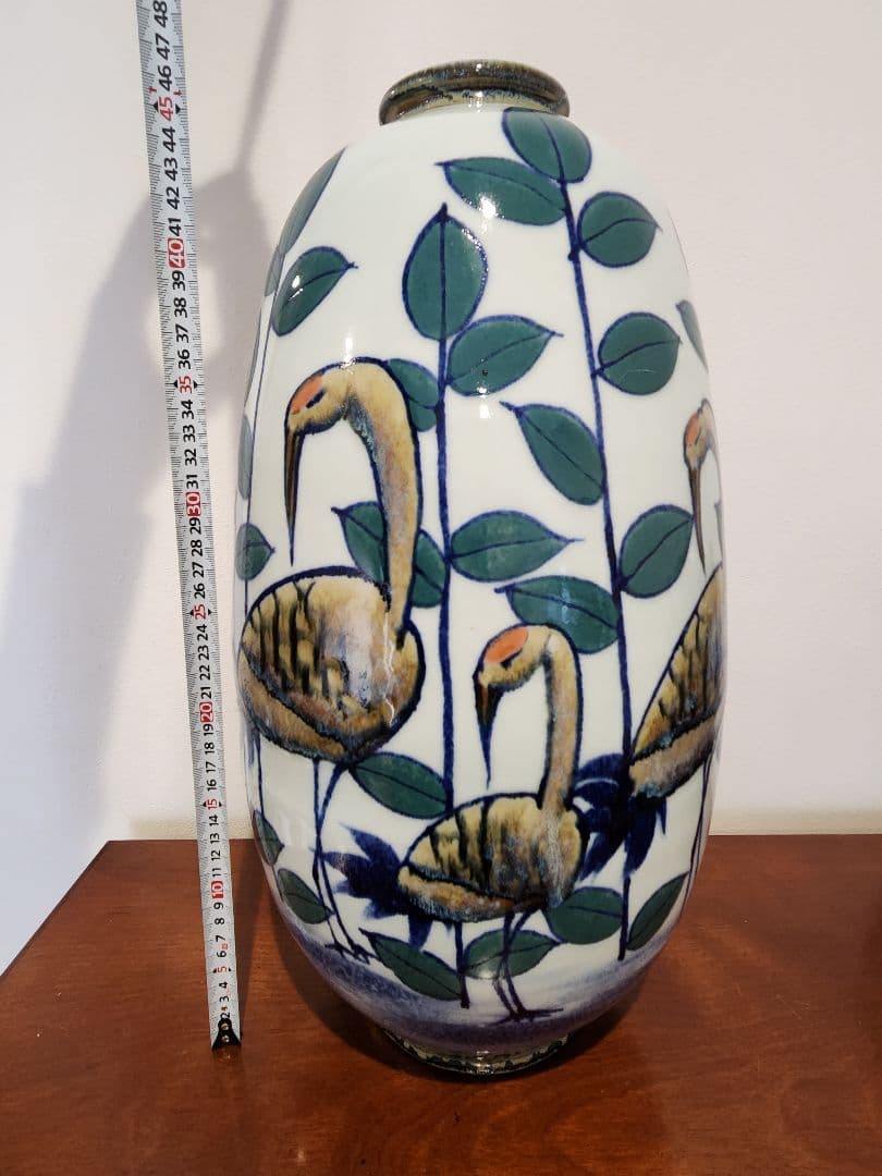 壺　花瓶　鶴　鳥　インテリア　オブジェ　骨董品　アンティーク　ヴィンテージ